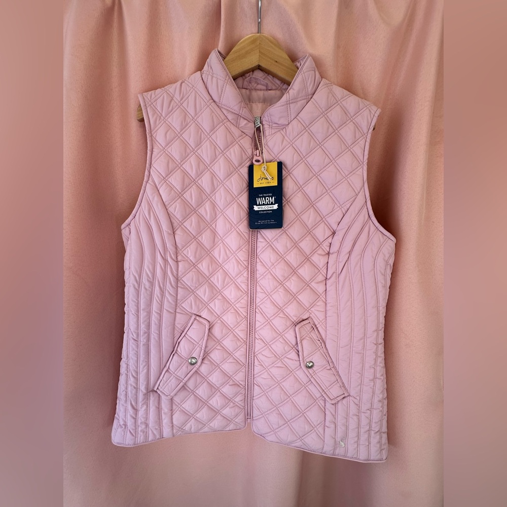 JOULES MINX DIAMOND QUILT GILET IN LIGHT PINK